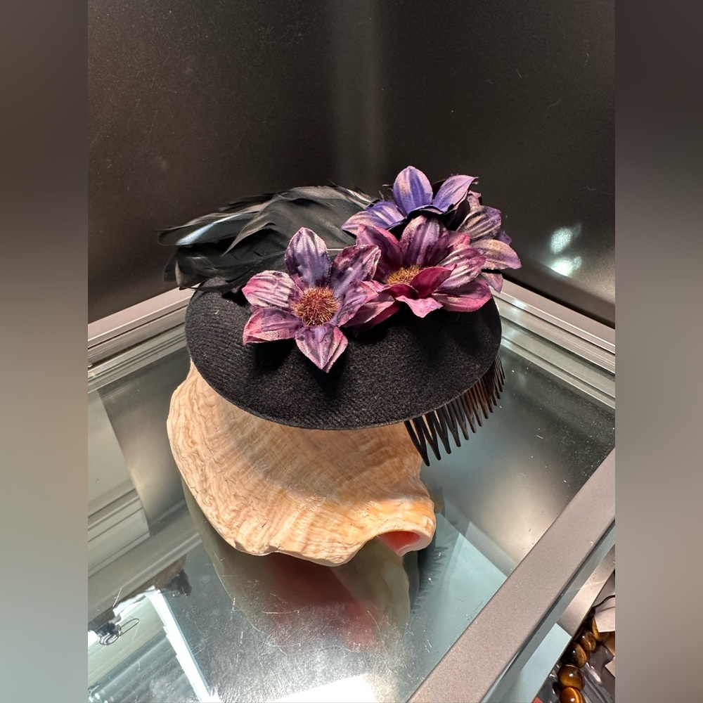 DARK PURPLE AND BLACK  FASCINATOR hat / hair  Accessories - Picture 9 of 14